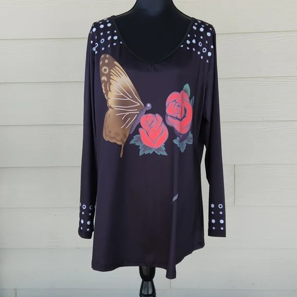 NEW Plus Size & Curve Butterfly Rose Print Above-the-knee ROSEGAL Dress (3X) - Picture 12 of 12